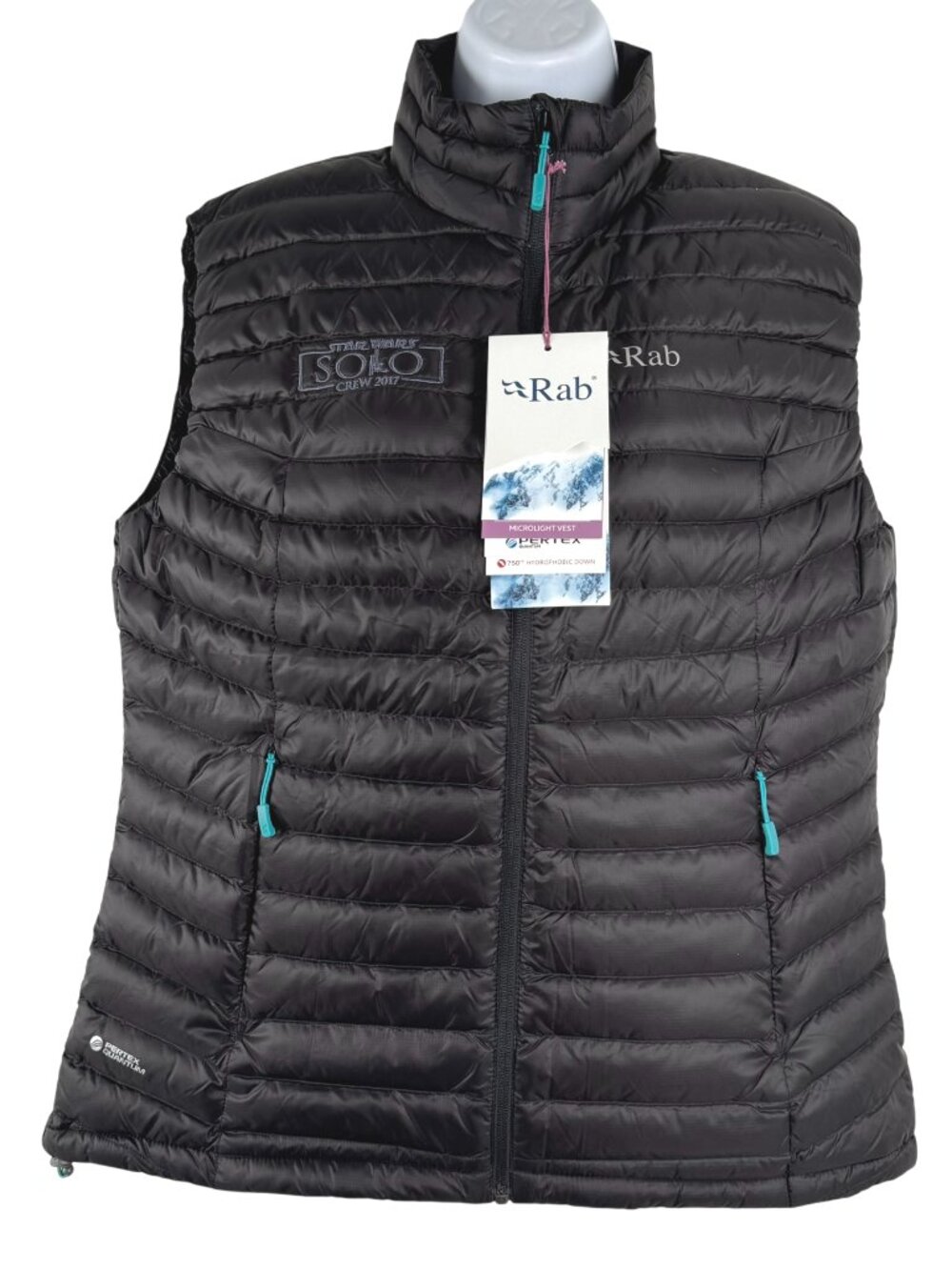 Rab Microlight Down Vest Womens Large Black Full Zip Outdoor NWT CJ-2379
